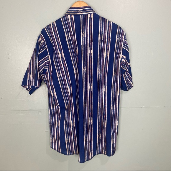 Wrangler‎ VTG Western Shirts Aztec Blue Pearl Snap Button Down Shirt Sz L - Picture 4 of 5